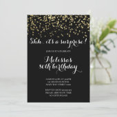 Elegant Surprise Birthday Party Glitter Confetti Kaart (Staand voorkant)