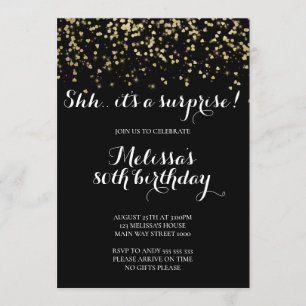 Elegant Surprise Birthday Party Glitter Confetti Kaart