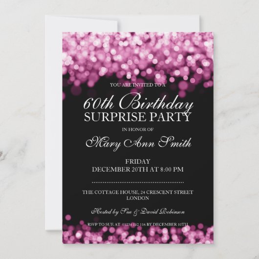 Elegant Surprise Birthday party roze lichten Kaart (Voorkant)