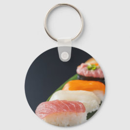 Elegant Sushi Keychain – Nigiri on Bamboo Leaf