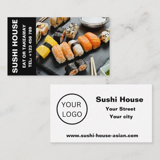 Elegant Sushi Restaurant Custom Visitekaartje (Voorkant / Achterkant)