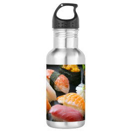 Elegant Sushi Selection on Lacquerware Plate Waterfles