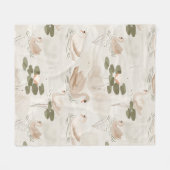 Elegant-swaanpatroon Fleece Deken (Voorkant (Horizontaal))