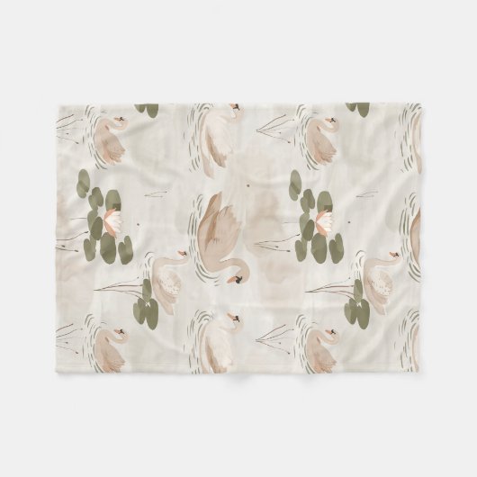 Elegant-swaanpatroon Fleece Deken (Voorkant (Horizontaal))