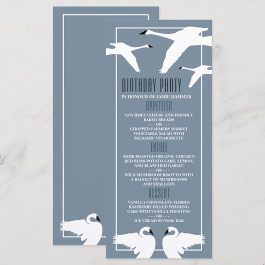 Elegant Swan, Birthday Menu (Voorkant / Achterkant)