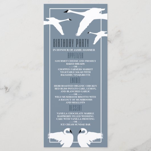 Elegant Swan, Birthday Menu (Voorkant)