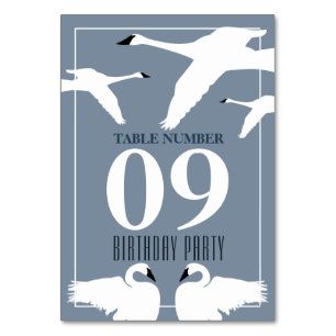 Elegant Swan, Birthday Party Table No. Kaart