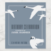 Elegant Swan, Birthday Wijn Etiket (Enkel label)