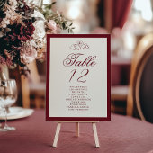 Elegant Swan Deep red Table Seating Chart cards Kaart