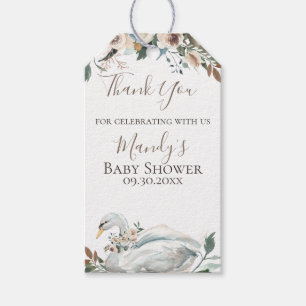 Elegant Swan Floral Hartelijk dank Cadeaulabel