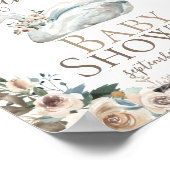 Elegant Swan Floral neutraal Baby shower Welkom Poster (Hoek)