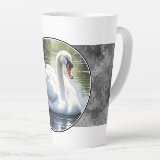 Elegant Swan is Swimming  in Water Latte Mok (Rechterhoek)