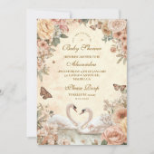 Elegant Swan Lake Floral Baby shower Kaart (Voorkant)