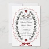 Elegant Swan Love Story Wedding Website Invitation Kaart (Voorkant)