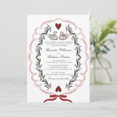 Elegant Swan Love Story Wedding Website Invitation Kaart (Staand voorkant)