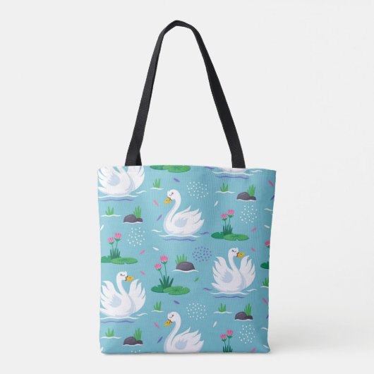 Elegant Swan Pattern Tote Bag (Achterkant)
