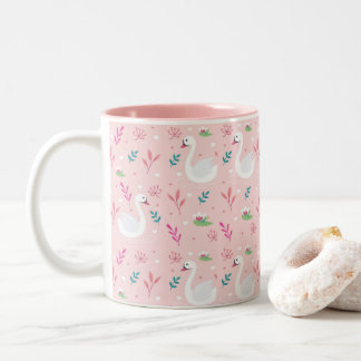 Elegant Swan Pattern Tweekleurige Koffiemok