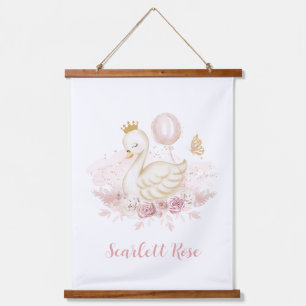 Elegant Swan Princess Blush Gold Balloon Neursery Hangend Wandkleed