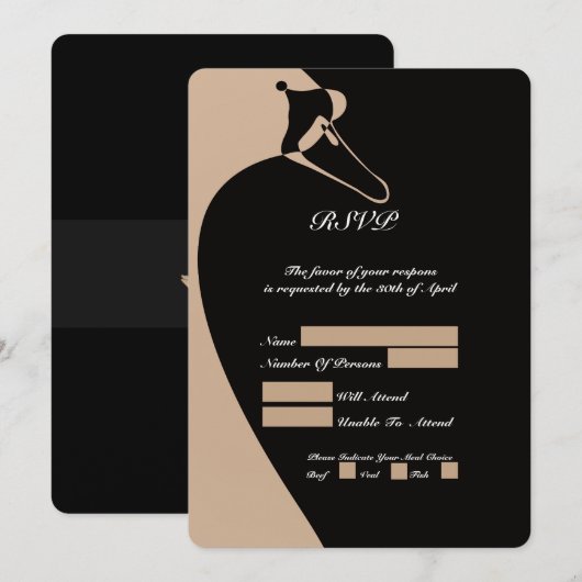 Elegant Swan RSVP-kaart (Voorkant / Achterkant)