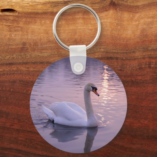 Elegant Swan Sunset Sleutelhanger (Achterkant)