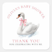 Elegant Swan Thank You Baby Shower  Vierkante Sticker (Voorkant)