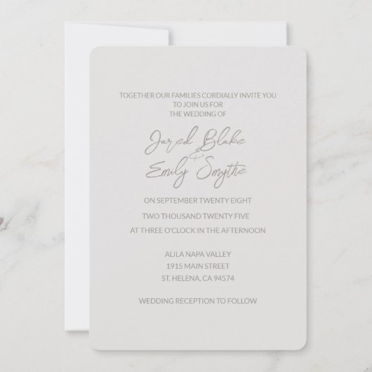 Elegant Swan Wedding Invitation Kaart (Achterkant)