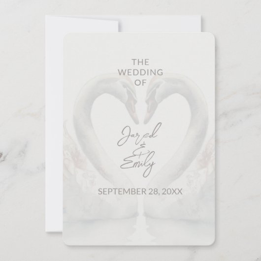 Elegant Swan Wedding Invitation Kaart (Voorkant)