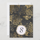 Elegant Swanky Faux Gold, Black & Grey Floral Kaart (Achterkant)