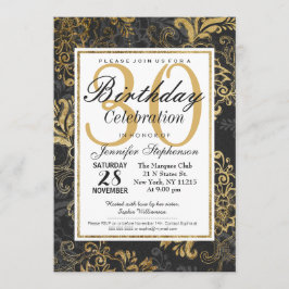 Elegant Swanky Faux Gold, Black & Grey Floral Kaart