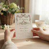 Elegant Swans Garland Red Ribbon Wedding Kaart