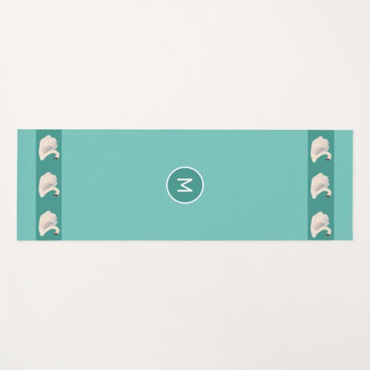 Elegant Swans & Monogram op Blauwgroen Yoga Mat (Voorkant (horizontaal))