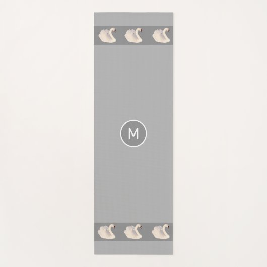 Elegant Swans & Monogram op Light Silver Grey Yogamat (Voorkant)