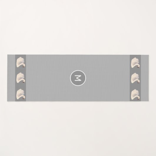 Elegant Swans & Monogram op Light Silver Grey Yogamat (Voorkant (horizontaal))