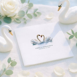 Elegant Swans Names Date Wedding Servet
