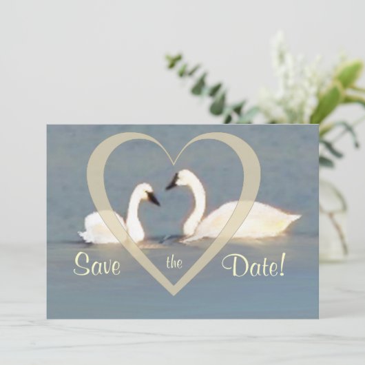 Elegant Swans sparen de Aankondiging van de Datum (Staand voorkant)