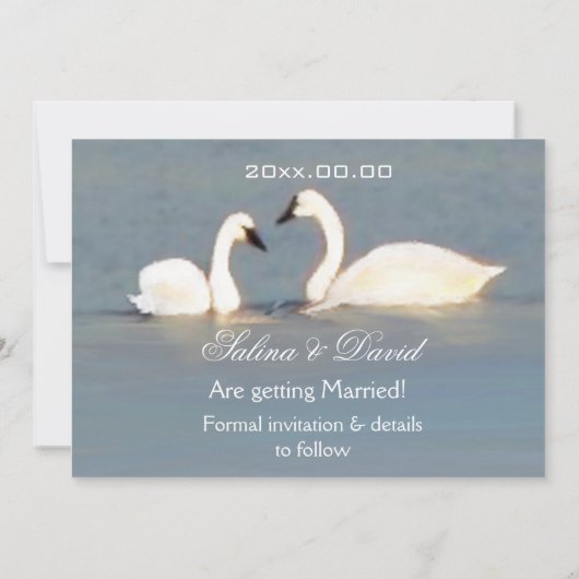 Elegant Swans sparen de Aankondiging van de Datum (Achterkant)