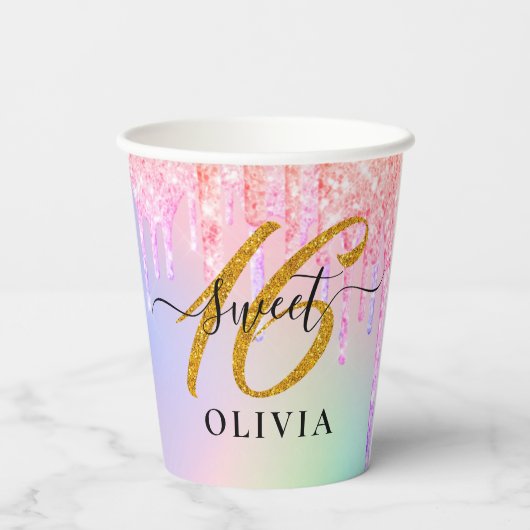 Elegant Sweet 16 16e Papierbeker Papieren Bekers (Achterkant)