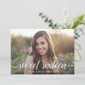 Elegant Sweet 16 2-zijdig Foto Birthday Party Kaart (Staand voorkant)