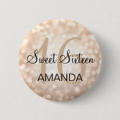 Elegant Sweet 16 Birthday Copper Glitter Lights Ronde Button 5,7 Cm (Voorkant)