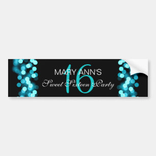 Elegant Sweet 16 Birthday Hollywood Glam Turquoise Bumpersticker