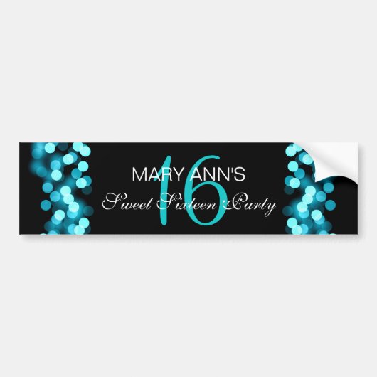 Elegant Sweet 16 Birthday Hollywood Glam Turquoise Bumpersticker (Voorkant)