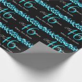 Elegant Sweet 16 Birthday Hollywood Glam Turquoise Cadeaupapier (Hoek)