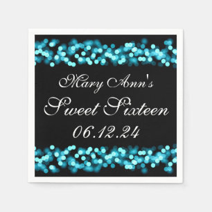 Elegant Sweet 16 Birthday Hollywood Glam Turquoise Servetten