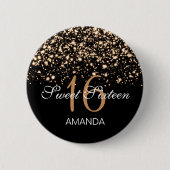 Elegant Sweet 16 Birthday Midnight Glam Gold Ronde Button 5,7 Cm (Voorkant)
