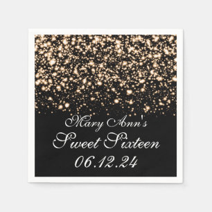 Elegant Sweet 16 Birthday Midnight Glam Gold Servetten