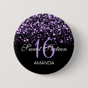 Elegant Sweet 16 Birthday Midnight Glam Paars Ronde Button 5,7 Cm