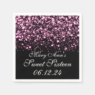 Elegant Sweet 16 Birthday Midnight Glam Pink Servet