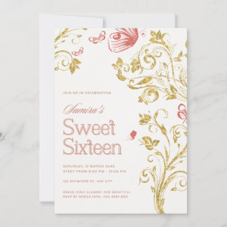 Elegant Sweet 16 Birthday Party Invitation - Peach Kaart