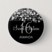 Elegant Sweet 16 Birthday Party Sparkles Silver Ronde Button 5,7 Cm (Voorkant)