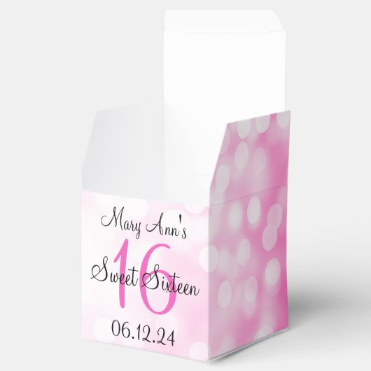Elegant Sweet 16 Birthday Pink Glitter Lights Bedankdoosjes (Geopend)